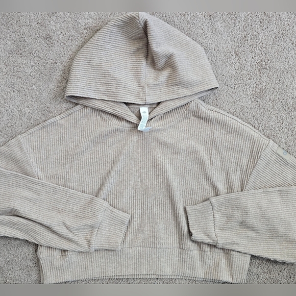 ALO Yoga Tops - ALO Yoga Muse Hoodie Gravel Heather Cropped Sz Small